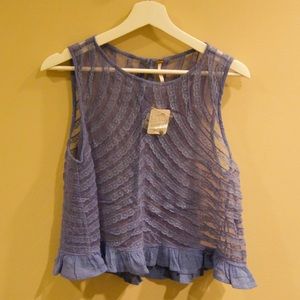 Free people blue sheer crop top
